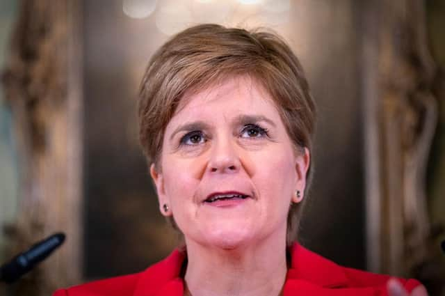 Nicola Sturgeon speaks during a press conference at Bute House where she announced she will stand down as First Minister of Scotland. (Photo by Jane Barlow - Pool/Getty Images)