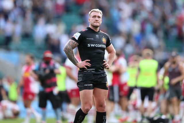 A dejected Stuart Hogg after Exeter Chiefs' defeat by Harlequins in the Gallagher Premiership final. (Photo by Warren Little/Getty Images)