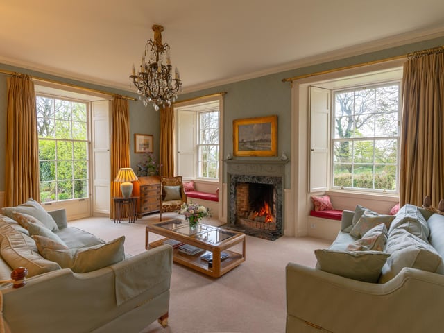 Interior: The home’s impressive ground floor entrance hall features a grand staircase with original banister which leads to a large kitchen, a dining room and a drawing room. As well as a family area, there is a games room to the rear and, of course, the pool. Its eight bedrooms are spread across the first and second floors.