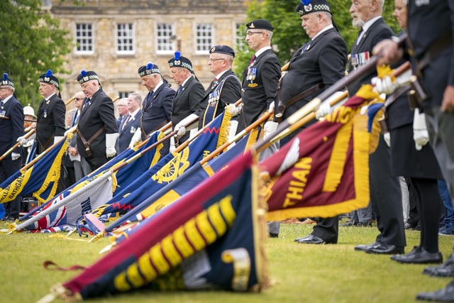 Standard Bearers, who joined military personnel, alongside Falklands veterans and members of the wider armed forces community, to remember the 40th anniversary of the end of the conflict, during a parade and service of remembrance in Edinburgh.