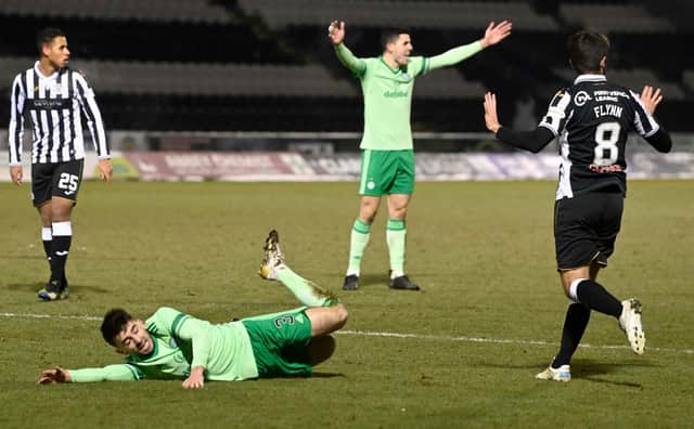 Greg Taylor won his side a penalty in the 4-0 win over St Mirren. Picture: SNS