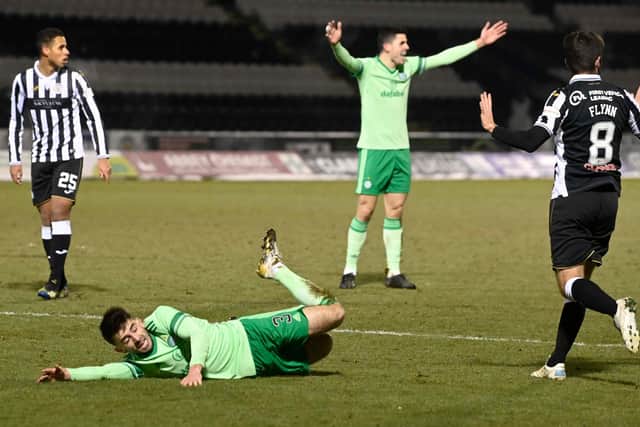 Greg Taylor won his side a penalty in the 4-0 win over St Mirren. Picture: SNS