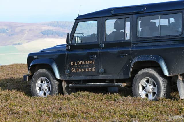 One of the Bentlys Land Rovers with the new Kildrummy and Glenkindie Estates logo