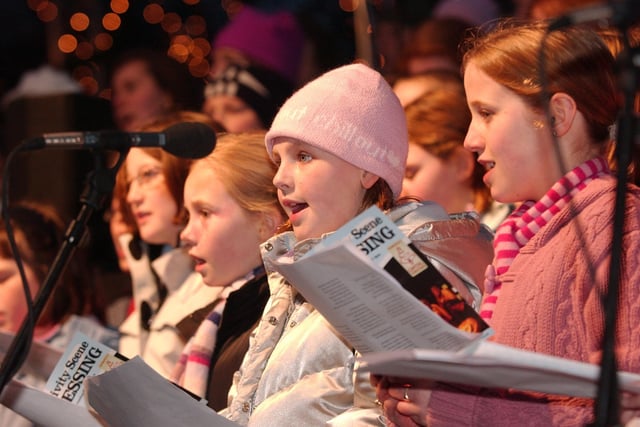 From 2004, this picture is taken from when the Cramond Primary School Choir performed the nativity scene blessing at Princes Street Gardens West. Picture: 28 November 2004.