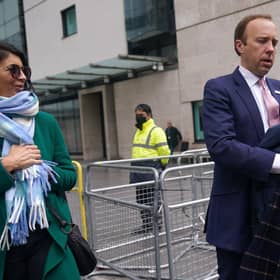 Matt Hancock with adviser Gina Coladangelo before revelations about their affair forced his resignation as Health Secretary (Picture: Yui Mok/PA Wire)