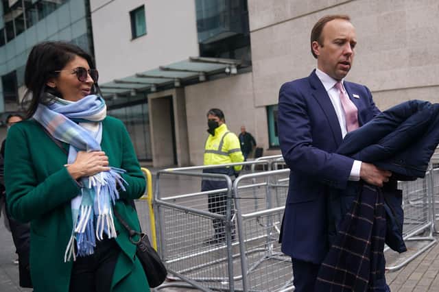 Matt Hancock with adviser Gina Coladangelo before revelations about their affair forced his resignation as Health Secretary (Picture: Yui Mok/PA Wire)