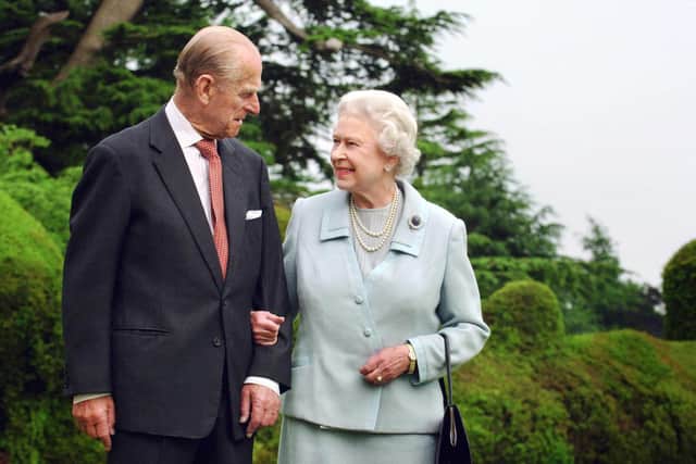 Queen Elizabeth II and The Duke of Edinburgh at Broadlands marking their diamond wedding anniversary. The Duke has died aged 99 on Friday, April, 9, 2021.