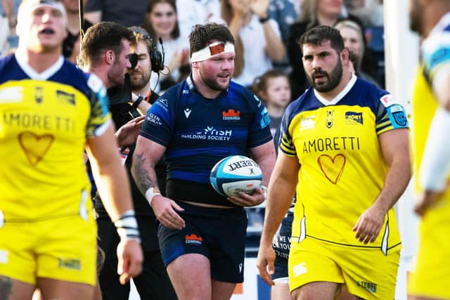 Edinburgh's Ewan Ashman scored two tries in the win over Zebre in the BKT United Rugby Championship at Hive Stadium, on May 10, 2024. (Photo by Paul Devlin / SNS Group)