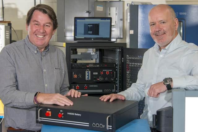 From left: Graham Hall, MD of Genista Energy, with Albacom CEO Jim Davidson. Picture: contributed.
