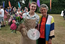 Great British Bake Off winner Peter with judge, Prue Leith.