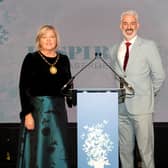 Provost Cllr Judy Whyte and STV presenter Chris Harvey at last year's Inspiring Aberdeenshire awards.