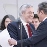 Labour leader Sir Keir Starmer, right, and former Prime Minister Gordon Brown greet each other during the launch of the latter's report on constitutional change (Picture: Danny Lawson/PA)