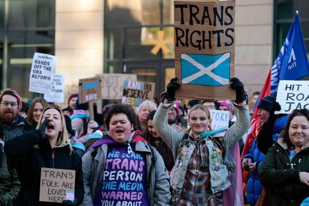 Trans rights protesters in Edinburgh (Picture: Jeff J Mitchell/Getty Images)