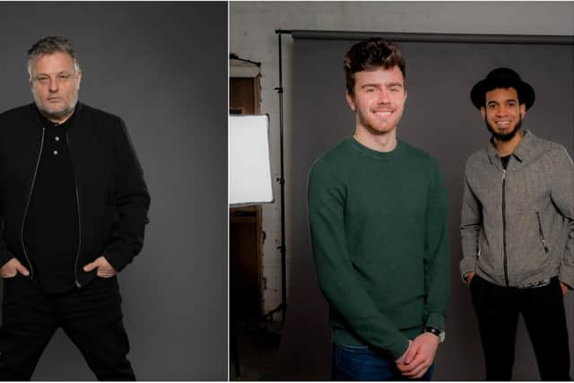 Celebrity photographer Rankin, left, and from right, Jackson Moyles and Tyrone Williams.