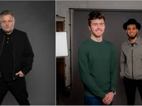 Celebrity photographer Rankin, left, and from right, Jackson Moyles and Tyrone Williams.