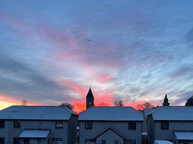 Sunrise in Bo'ness - with a yellow warning for snow and ice in place