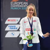 Bronze medalist Eilish McColgan of Great Britain poses on the podium during the Athletics - Women's 5000m Final medal ceremony on day 8 of the European Championships Munich 2022 at Olympiapark on August 18, 2022 in Munich, Germany. (Photo by Alexander Hassenstein/Getty Images)