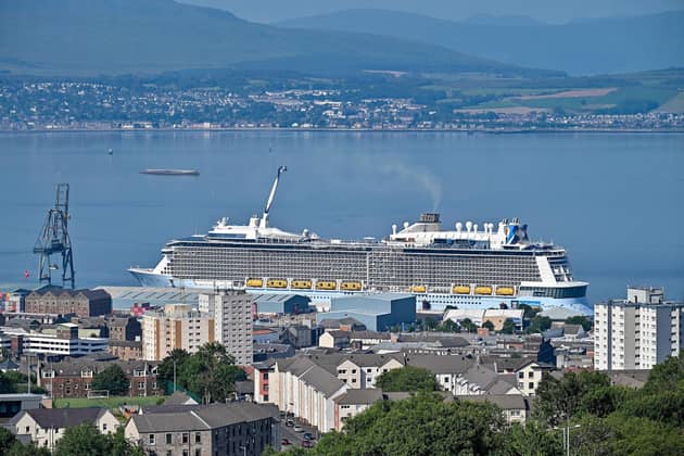 Royal Caribbean International's Anthem of the Seas cruise ship at Greenock in July  2021. Photo: Jeff J Mitchell/Getty Images