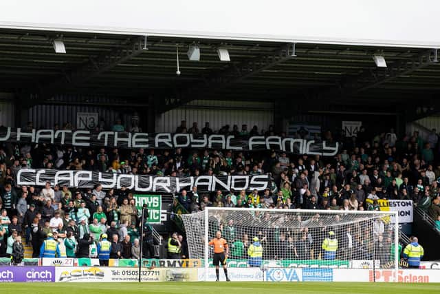 There has been no attempt to consider even the vaguest context in the anti-monarchy protests of the Celtic support. (Photo by Alan Harvey / SNS Group)