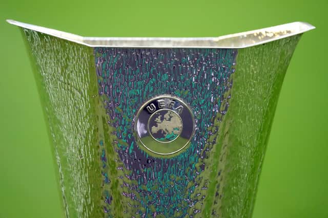 The UEFA Europa League trophy (Photo by Michael Sohn - Pool/Getty Images)