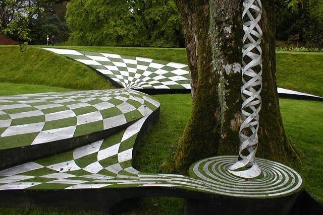 Located in Dumfries, the spectacular Garden of Cosmic Speculation is a 30 acre sculpture garden created by landscape architect and theorist Charles Jencks. The garden is said to be inspired by modern cosmology.
