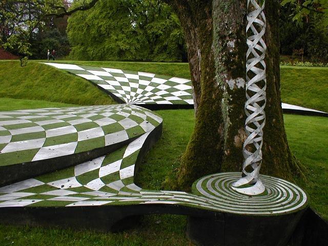 Located in Dumfries, the spectacular Garden of Cosmic Speculation is a 30 acre sculpture garden created by landscape architect and theorist Charles Jencks. The garden is said to be inspired by modern cosmology.
