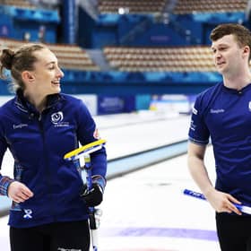 Jen Dodds and Bruce Mouat are all smiles after qualifying for World Mixed Doubles Curling Championship knock-out stages.