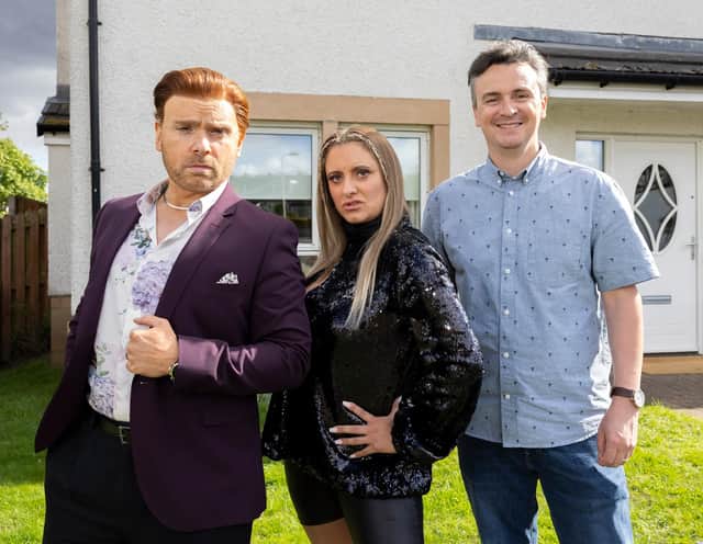 Meet The Scotts ... Vincent (Robert Florence), Colette (Louise McCarthy) and Henry (Iain Connell)