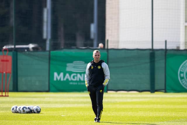 Celtic manager Brendan Rodgers during a Celtic training session at Lennoxtown.