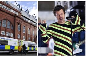 Dylan Wood fell from a stand at Ibrox Stadium during the Harry Styles concert in Glasgow.