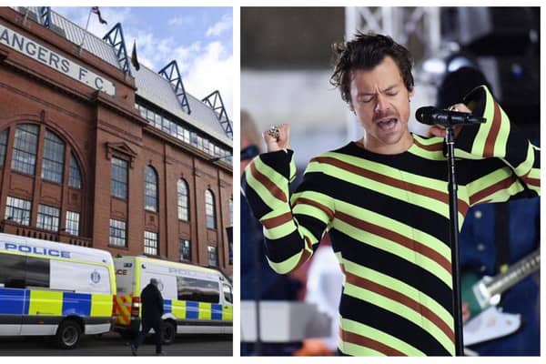 Dylan Wood fell from a stand at Ibrox Stadium during the Harry Styles concert in Glasgow.