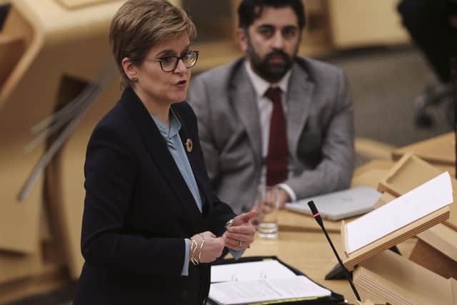 First Minister Nicola Sturgeon delivers a Covid-19 update statement on the Omicron variant in the Scottish Parliament. Photo: Fraser Bremner - Pool/Getty Images.