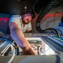 Dr Ross Donaldson checks the telescope at Heriot-Watt University’s new HOGS facility in Edinburgh. Picture by Chris Watt Photograph