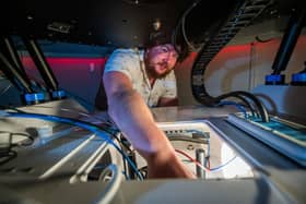 Dr Ross Donaldson checks the telescope at Heriot-Watt University’s new HOGS facility in Edinburgh. Picture by Chris Watt Photograph