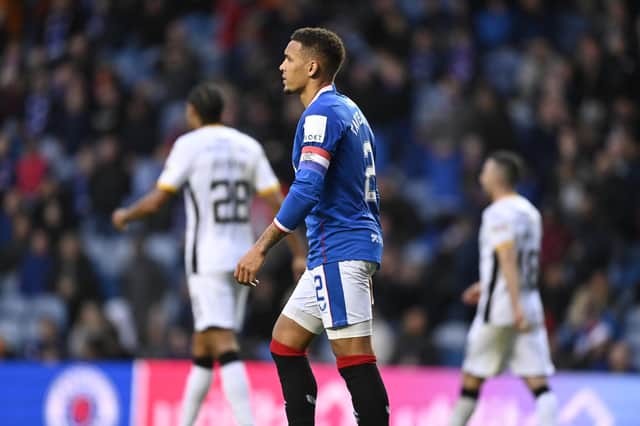 James Tavernier looks dejected after Rangers' 1-1 draw with Livingston.
