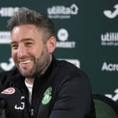 Hibs manager Lee Johnson speaks to the media ahead of the final Edinburgh derby of the season against Hearts at Tynecastle.  (Photo by Paul Devlin / SNS Group)