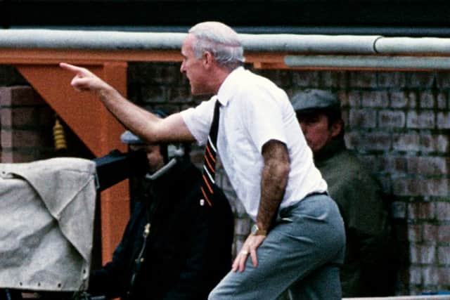 Dundee Utd manager Jim McLean issues instructions against Rangers in 1987