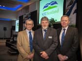 NFU Scotland President Martin Kennedy (centre) returning Vice-President Andrew Connon (right) and newly elected Vice-President Alasdair Macnab.