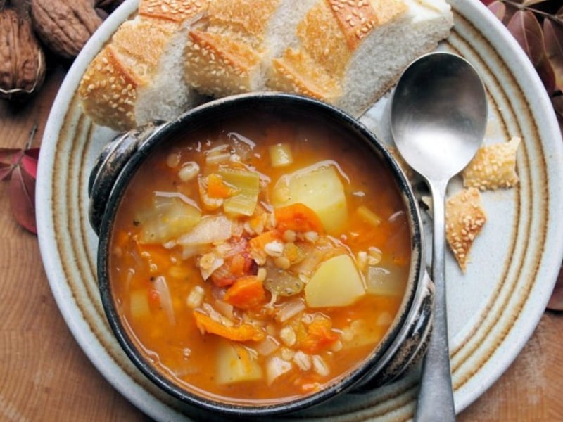 Scotch Broth is a type of soup that originates in Scotland. It includes beef or mutton, vegetables and a thick texture by using barley. The simple recipe brings out the best of the ingredients with a stock to create a satisfying broth that tastes great and fills up your belly fast.