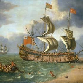 The sinking scene, painted by artist Johan Danckerts
Pic: Royal Museums Greenwich