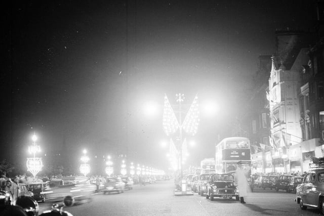Special street lighting was added to Princes Street for the Edinburgh International Festival in 1962.