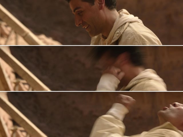 Having two men sharing one body both falling in love with the same woman is quite the awkward situation, as proven by Marc's swift punch to Steven/his own face when Steven kisses Layla. Nonetheless, Steven doesn't seem to regret the kiss, judging from the lovestruck look on his face.