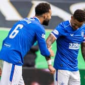 Connor Goldson celebrates with James Tavernier after Rangers' first goal against Celtic (Photo by Craig Williamson / SNS Group)