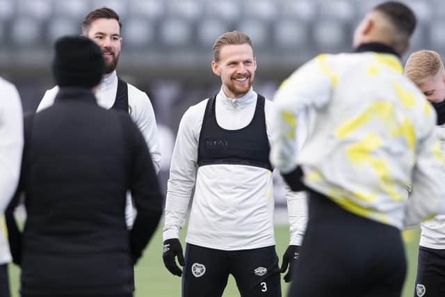 Stephen Kingsley will be part of a Hearts defence looking to spring a surprise on Celtic.