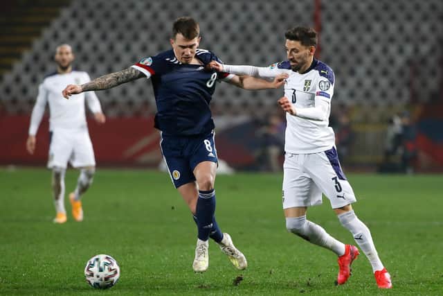 Ryan Jack in the thick of the action during last week's play-off final win against Serbia (Photo by Srdjan Stevanovic/Getty Images)