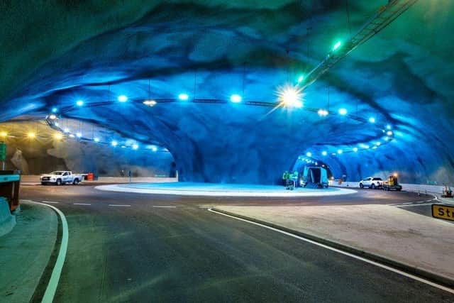 Example of an underwater roundabout in a subsea tunnel in the Faroes