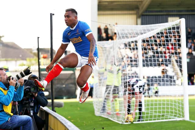Rangers' Alfredo Morelos celebrates making it 2-1 during the cinch Premiership match against St Mirren back in October.
