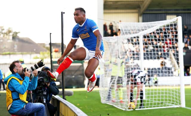 Rangers' Alfredo Morelos celebrates making it 2-1 during the cinch Premiership match against St Mirren back in October.