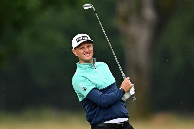 Adrian Meronk plays his second shot on the 14th hole during day two of the BMW International Open at Golfclub Munchen Eichenried in Germany. Picture: Stuart Franklin/Getty Images.