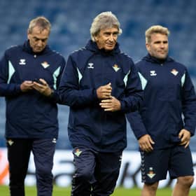 Real Betis manager Manuel Pellegrini during a training session at Ibrox on Wednesday. (Photo by Alan Harvey / SNS Group)